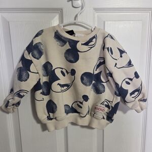 Zara Cream and Navy Mickey Mouse Sweater